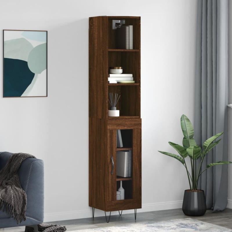 vidaXL Aparador alto madera contrachapada roble marrón 34,5x34x180 cm vidaXL Aparador alto madera contrachapada roble marrón 34,5x34x180 cm