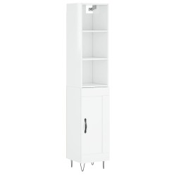 vidaXL Aparador alto madera contrachapada blanco brillo 34,5x34x180 cm