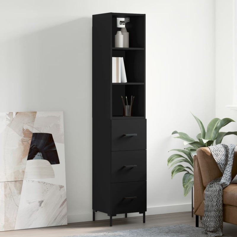 vidaXL Aparador de madera contrachapada negro 34,5x34x180 cm vidaXL Aparador de madera contrachapada negro 34,5x34x180 cm