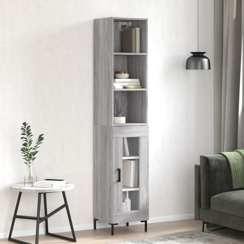 vidaXL Aparador alto madera contrachapada gris Sonoma 34,5x34x180 cm vidaXL Aparador alto madera contrachapada gris Sonoma 34,5x34x180 cm