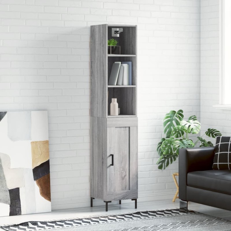 vidaXL Aparador alto madera contrachapada gris Sonoma 34,5x34x180 cm vidaXL Aparador alto madera contrachapada gris Sonoma 34,5x34x180 cm