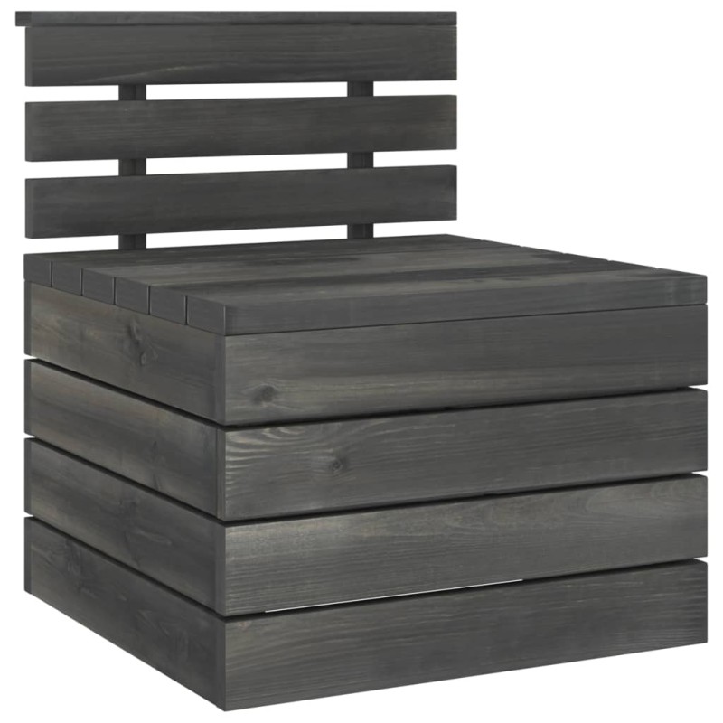 vidaXL Sofá central de palets de jardín madera de pino gris oscuro vidaXL Sofá central de palets de jardín madera de pino gris oscuro