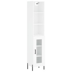 vidaXL Aparador alto madera contrachapada blanco 34,5x34x180 cm