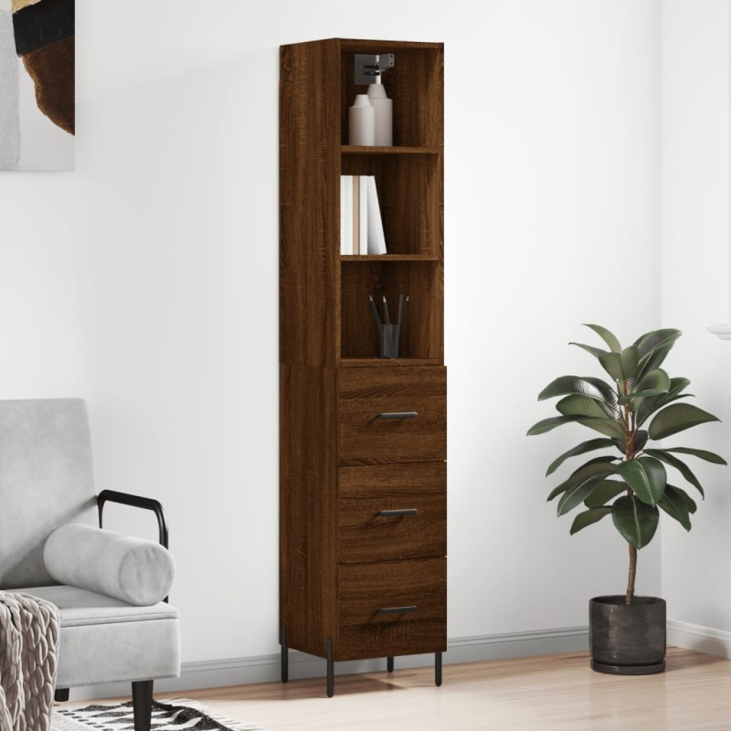 vidaXL Aparador alto madera contrachapada roble marrón 34,5x34x180 cm vidaXL Aparador alto madera contrachapada roble marrón 34,5x34x180 cm