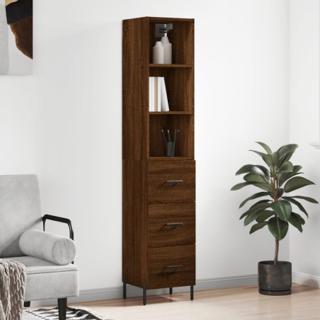 vidaXL Aparador alto madera contrachapada roble marrón 34,5x34x180 cm