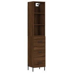 vidaXL Aparador alto madera contrachapada roble marrón 34,5x34x180 cm