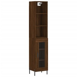 vidaXL Aparador alto madera contrachapada roble marrón 34,5x34x180 cm