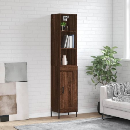 vidaXL Aparador alto madera contrachapada roble marrón 34,5x34x180 cm