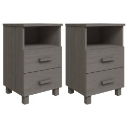 vidaXL Mesitas noche 2 uds HAMAR pino macizo gris claro 40x35x62 cm