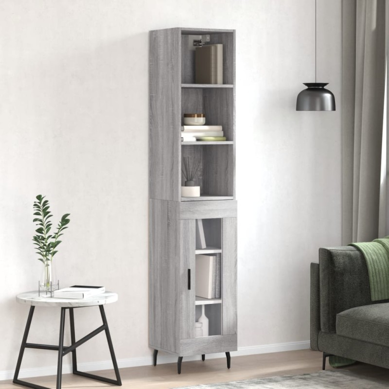 vidaXL Aparador alto madera contrachapada gris Sonoma 34,5x34x180 cm vidaXL Aparador alto madera contrachapada gris Sonoma 34,5x34x180 cm