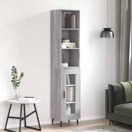 vidaXL Aparador alto madera contrachapada gris Sonoma 34,5x34x180 cm