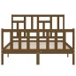 vidaXL Estructura de cama matrimonio con cabecero madera marrón miel vidaXL Estructura de cama matrimonio con cabecero madera marrón miel