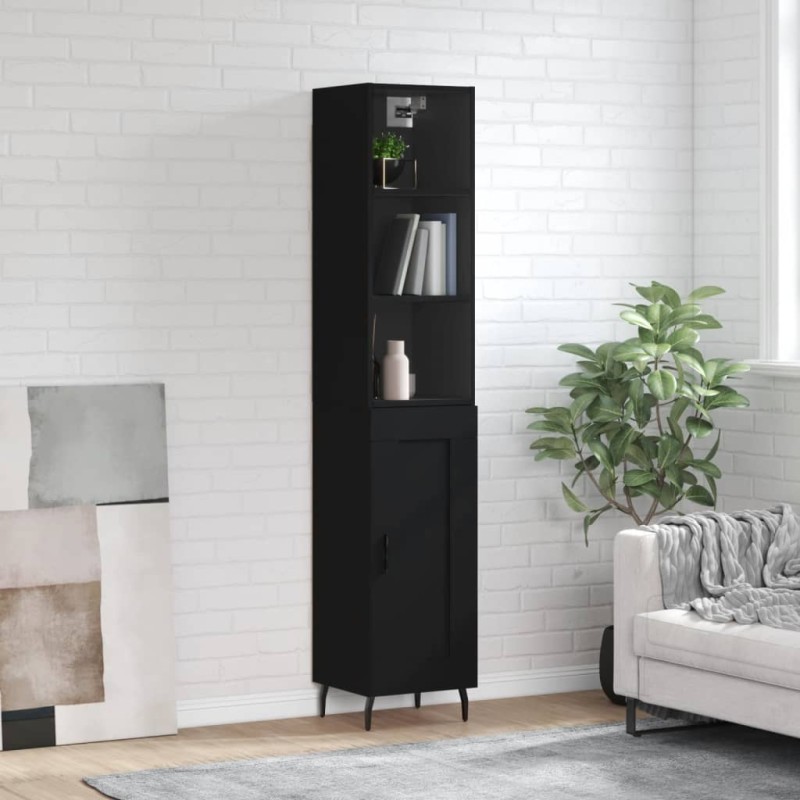 vidaXL Aparador de madera contrachapada negro 34,5x34x180 cm vidaXL Aparador de madera contrachapada negro 34,5x34x180 cm