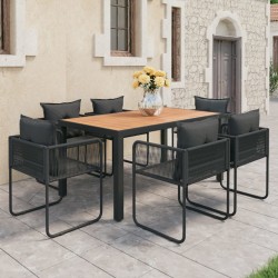 vidaXL Set de comedor de jardín de 7 piezas PVC ratán negro y marrón