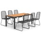 vidaXL Set de comedor de jardín de 7 piezas PVC ratán negro y marrón vidaXL Set de comedor de jardín de 7 piezas PVC ratán negro y marrón