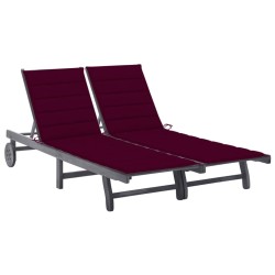 vidaXL Tumbona de jardín 2 personas y cojines madera maciza de acacia 