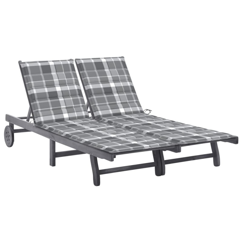 vidaXL Tumbona de jardín 2 personas y cojines madera maciza de acacia 
