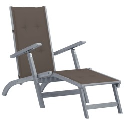 vidaXL Tumbona de jardín con reposapiés y cojín madera maciza acacia