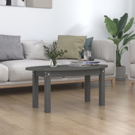 vidaXL Mesa de centro de madera maciza de pino gris 80x40x35 cm