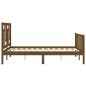 vidaXL Estructura de cama matrimonio con cabecero madera marrón miel vidaXL Estructura de cama matrimonio con cabecero madera marrón miel