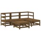 vidaXL Juego de sofás de jardín 5 pzas madera maciza pino marrón miel vidaXL Juego de sofás de jardín 5 pzas madera maciza pino marrón miel