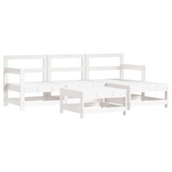 vidaXL Juego de sofás de jardín 5 piezas madera maciza de pino blanco