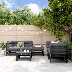 vidaXL Juego muebles de jardín 6 piezas madera maciza pino negro