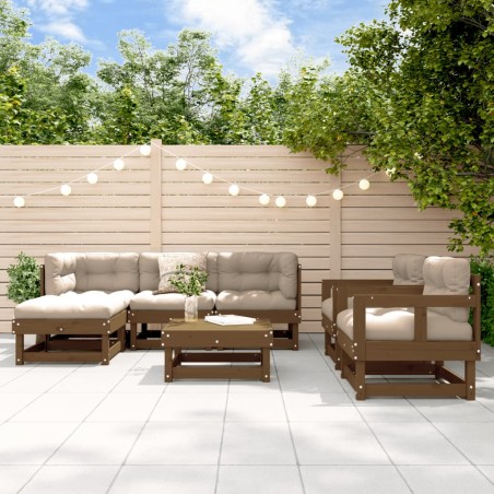 vidaXL Juego de muebles jardín 7 pzas madera maciza pino marrón miel