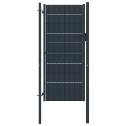 vidaXL Puerta de valla de PVC y acero gris antracita 100x124 cm