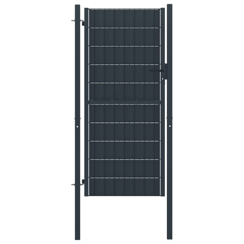 vidaXL Puerta de valla de PVC y acero gris antracita 100x124 cm vidaXL Puerta de valla de PVC y acero gris antracita 100x124 cm