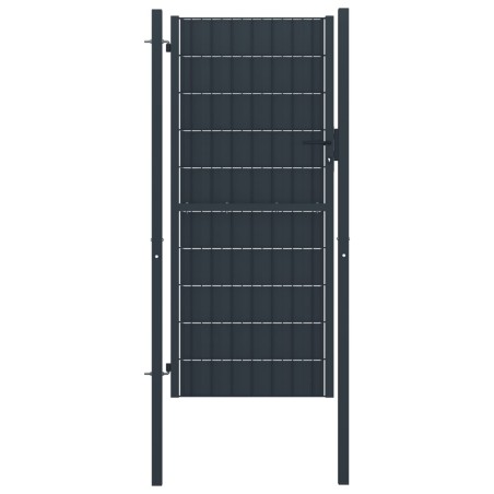 vidaXL Puerta de valla de PVC y acero gris antracita 100x124 cm