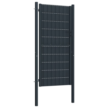 vidaXL Puerta de valla de PVC y acero gris antracita 100x124 cm