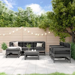 vidaXL Juego de muebles de jardín 7 piezas madera maciza de pino gris