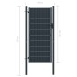 vidaXL Puerta de valla de PVC y acero gris antracita 100x124 cm vidaXL Puerta de valla de PVC y acero gris antracita 100x124 cm