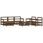 vidaXL Juego de muebles jardín 7 pzas madera maciza pino marrón miel vidaXL Juego de muebles jardín 7 pzas madera maciza pino marrón miel