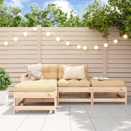 vidaXL Juego de muebles de jardín 4 piezas madera maciza de pino
