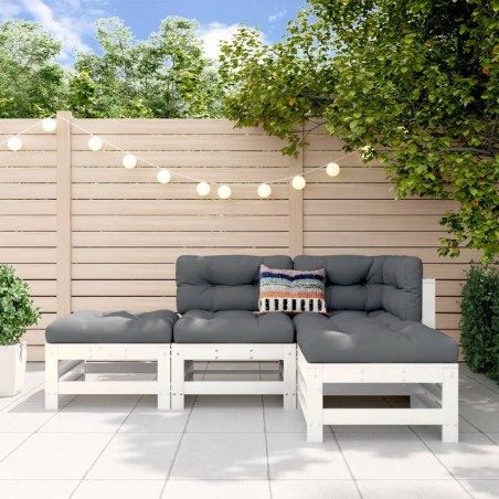vidaXL Juego de muebles de jardín 4 pzas madera maciza de pino blanco