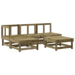 vidaXL Juego de sofás de jardín 5 piezas madera de pino impregnada