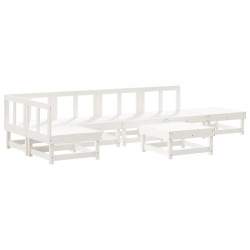 vidaXL Juego de muebles de jardín 7 pzas madera maciza de pino blanco