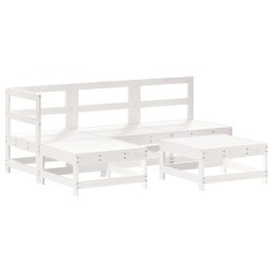 vidaXL Juego de sofás de jardín 5 piezas madera maciza de pino blanco