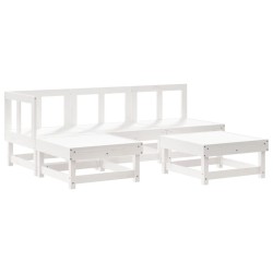 vidaXL Juego de sofás de jardín 5 piezas madera maciza de pino blanco