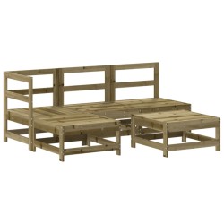 vidaXL Juego de sofás de jardín 5 piezas madera de pino impregnada