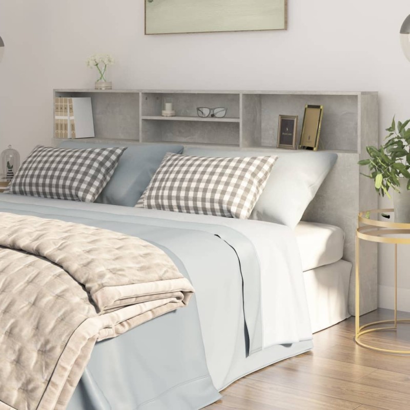 vidaXL Mueble cabecero gris hormigón 200x19x103,5 cm vidaXL Mueble cabecero gris hormigón 200x19x103,5 cm