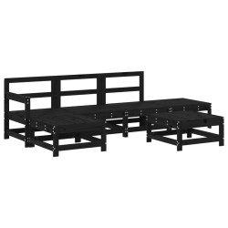 vidaXL Juego muebles de jardín 6 piezas madera maciza pino negro