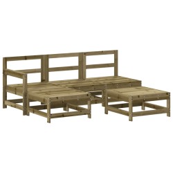 vidaXL Juego de sofás de jardín 5 piezas madera de pino impregnada