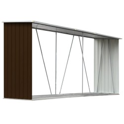 vidaXL Casetilla para leña acero galvanizado marrón 330x84x152 cm