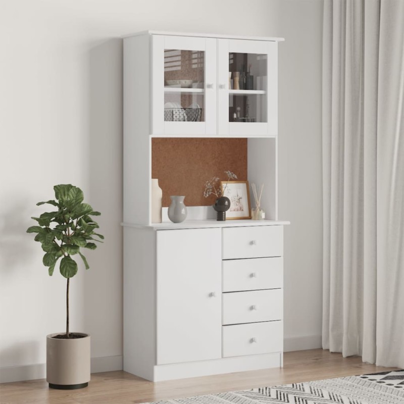 vidaXL Aparador alto ALTA madera maciza de pino blanco 77x35x165 cm vidaXL Aparador alto ALTA madera maciza de pino blanco 77x35x165 cm