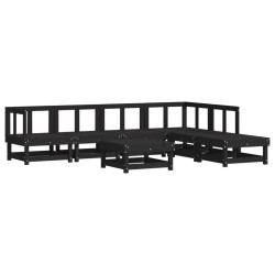 vidaXL Juego de muebles de jardín 7 piezas madera maciza de pino negro