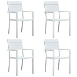 vidaXL Sillas de jardín 4 unidades HDPE aspecto de madera blanco