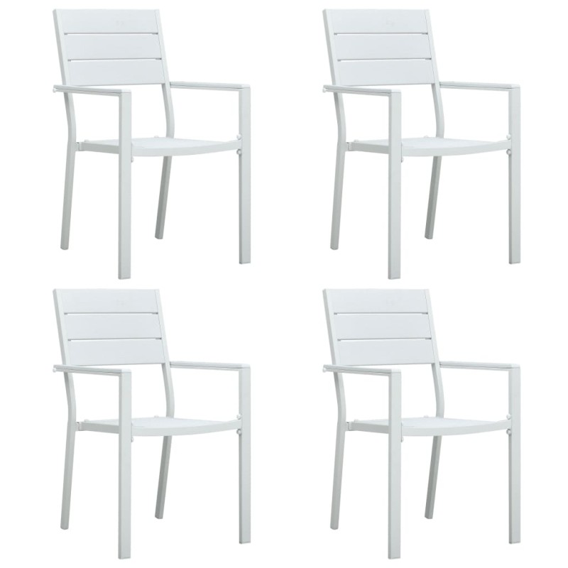 vidaXL Sillas de jardín 4 unidades HDPE aspecto de madera blanco vidaXL Sillas de jardín 4 unidades HDPE aspecto de madera blanco